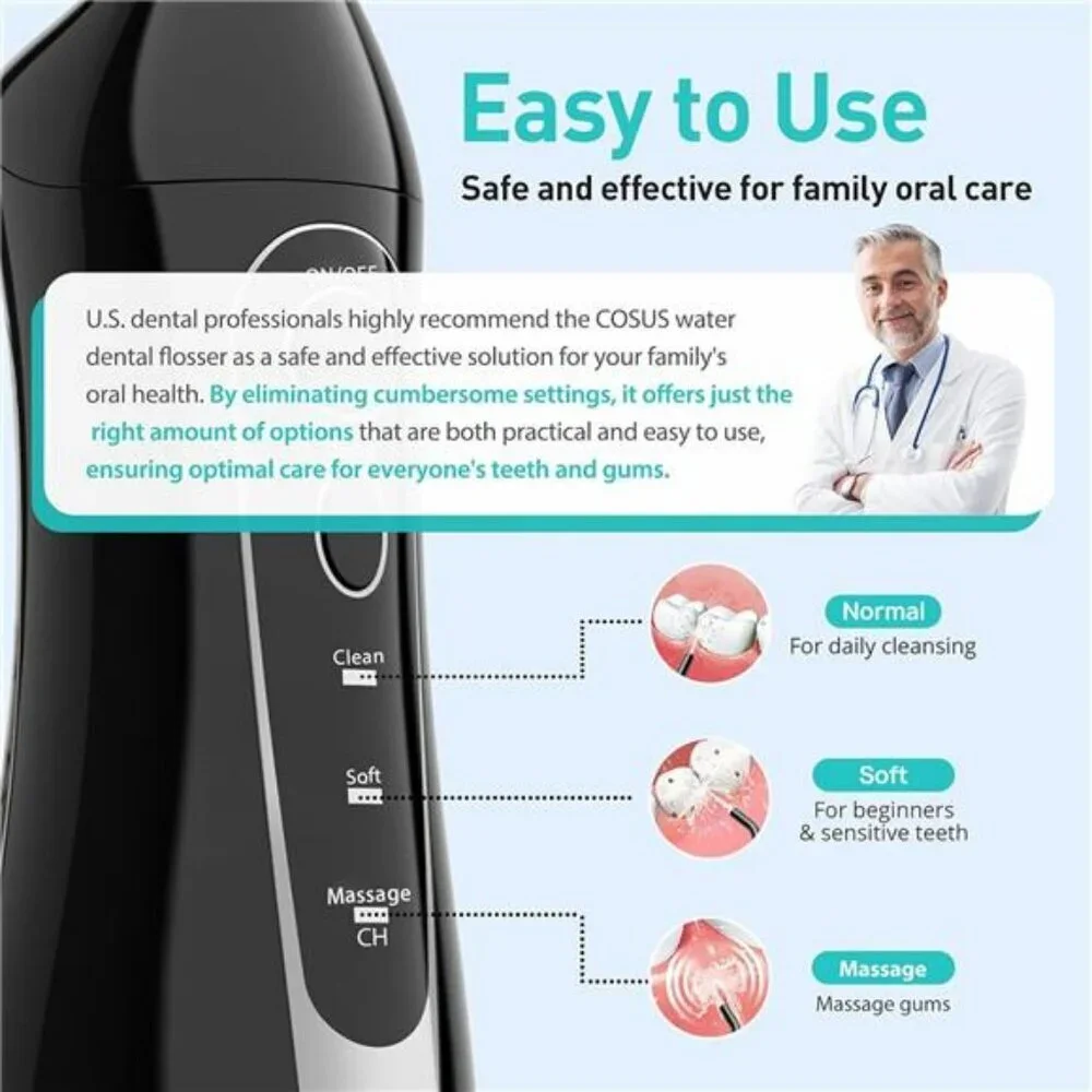 Water Dental Flosser Cordless Oral Irrigator Rechargeable Teeth Cleaner 300ML